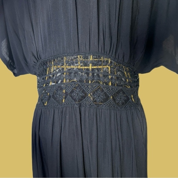 NEW Boho Black Lace Beach Dress Coverup with Flutter Sleeves & 2-Tie Front, OS - Picture 14 of 16